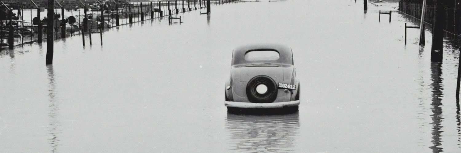 Car with water damage as a result of flooding